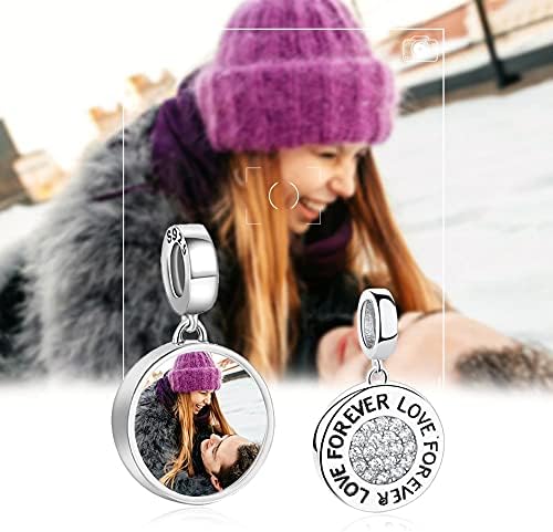 Forever Love Round Personalised S925 Sterling Silver Photo Charm