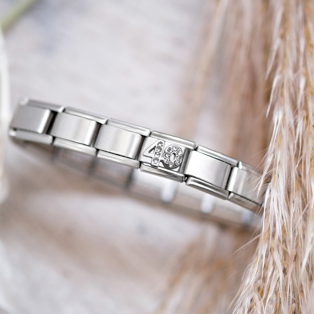 Italian Charm Link Number 40 Birthday Milestones fit 9mm bracelet  