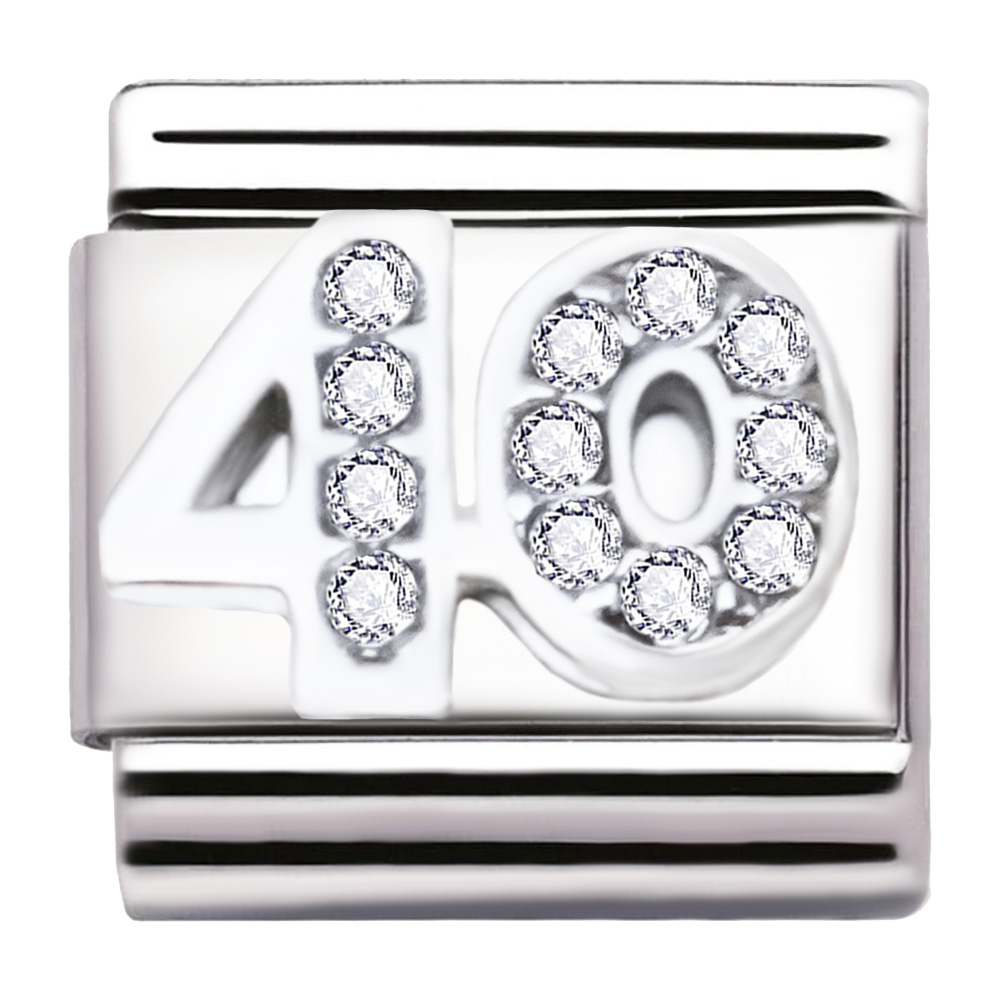 Italian Charm Link Number 40 Birthday Milestones fit 9mm bracelet  