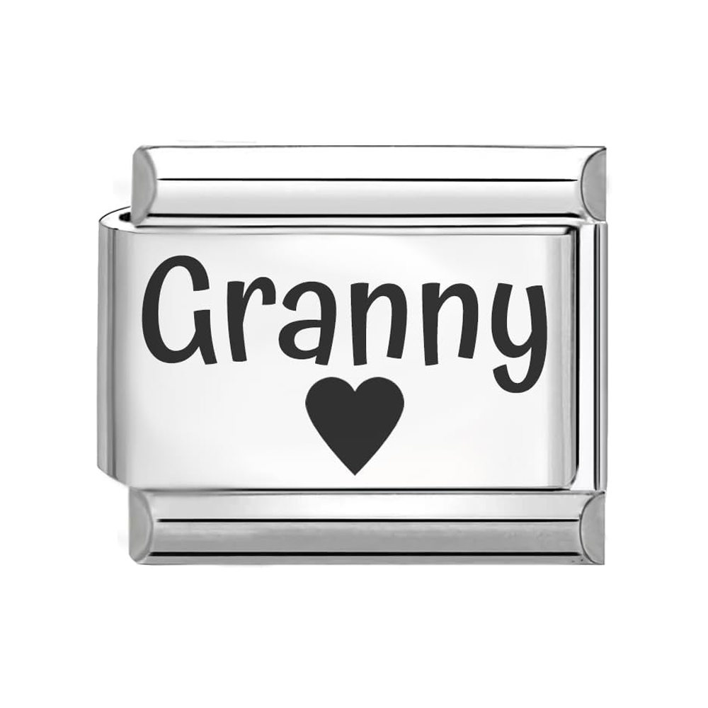 Granny Engraved Italian Charm Fits All 9mm Bracelet Links 