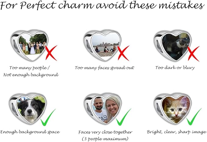 Personalised Love Heart Photo Charm Stainless Steel