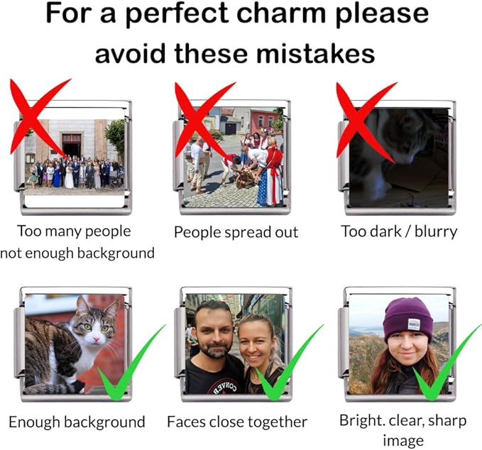 Personalised 2x Italian Photo Charms with Italian Style 9 mm Bracelet