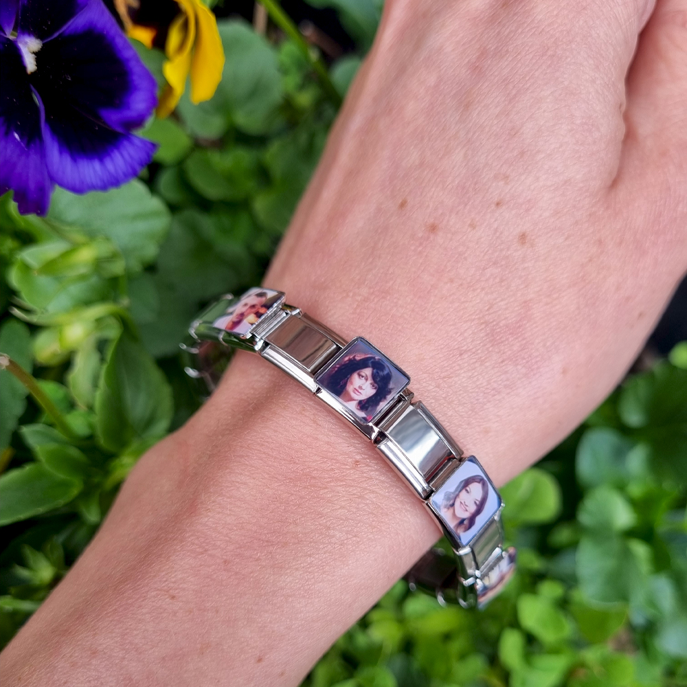 Personalised 2x Italian Photo Charms with Italian Style 9 mm Bracelet