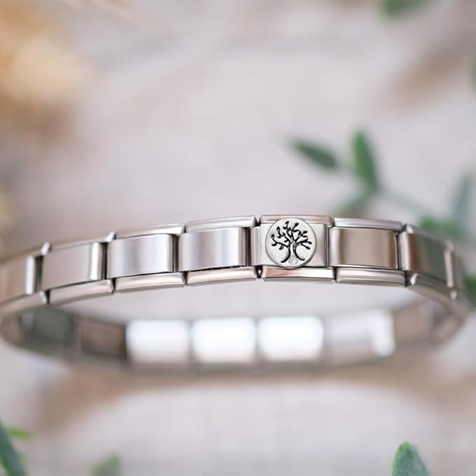 Italian Style Charm Flag Silver Tree for 9 mm Bracelets Stainless Steel 