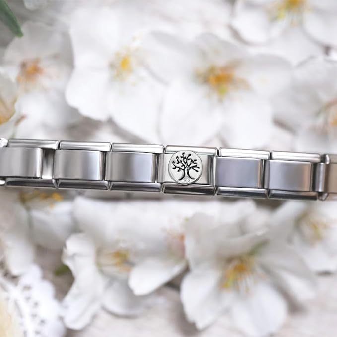 Italian Style Charm Flag Silver Tree for 9 mm Bracelets Stainless Steel 