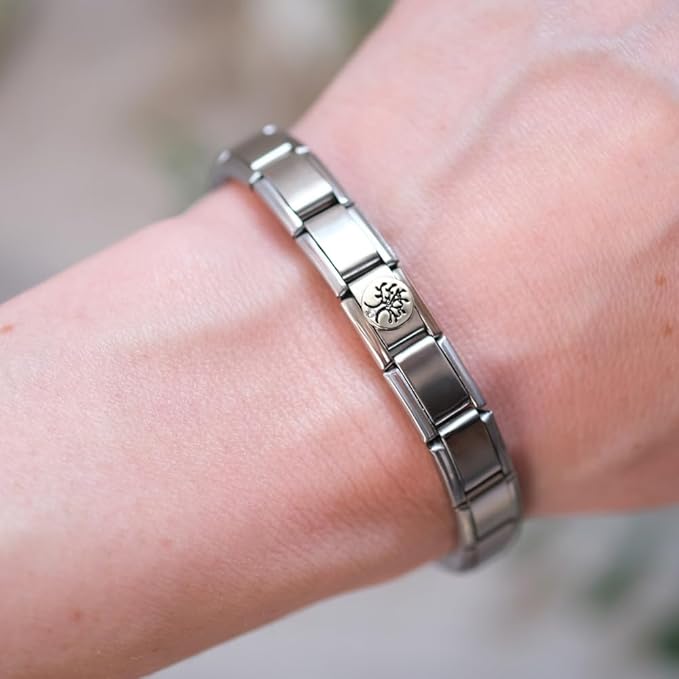 Italian Style Charm Flag Silver Tree for 9 mm Bracelets Stainless Steel 