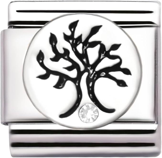 Italian Style Charm Flag Silver Tree for 9 mm Bracelets Stainless Steel 