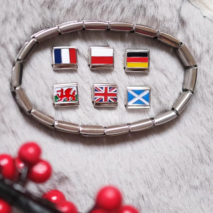 Italian Style Charm Flag France for 9 mm Bracelets Stainless Steel 