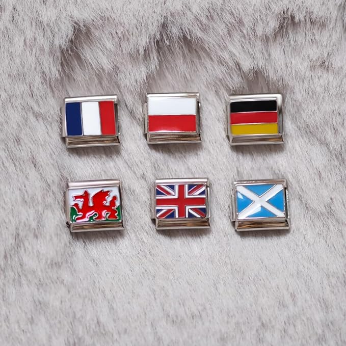 Italian Style Charm Flag France for 9 mm Bracelets Stainless Steel 