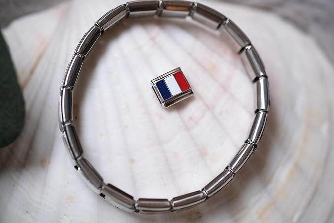 Italian Style Charm Flag France for 9 mm Bracelets Stainless Steel 