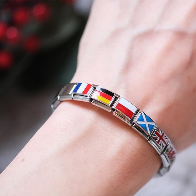 Italyan Charm Flag Charm Bracelet Italian Style Charm Flag Wales