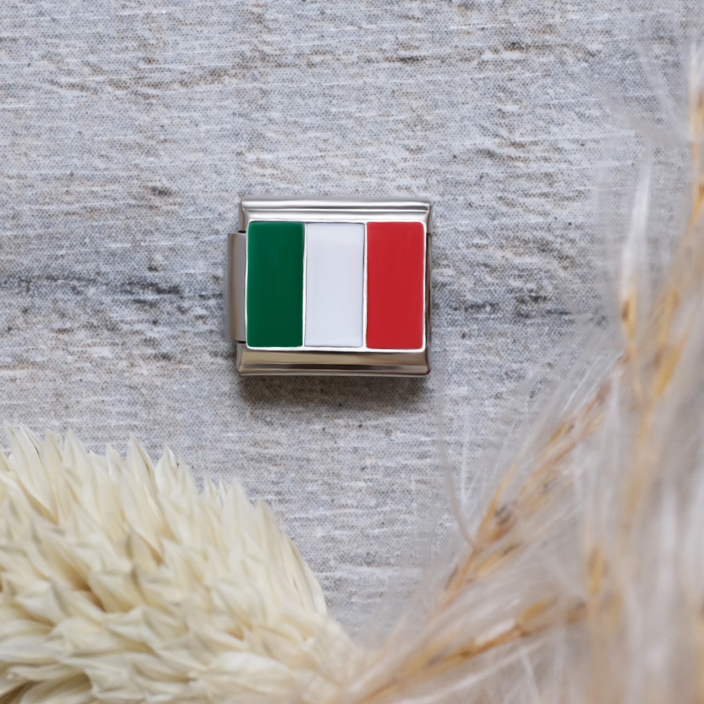 Italian Style Charm Flag Italy for 9 mm Bracelets Stainless Steel 