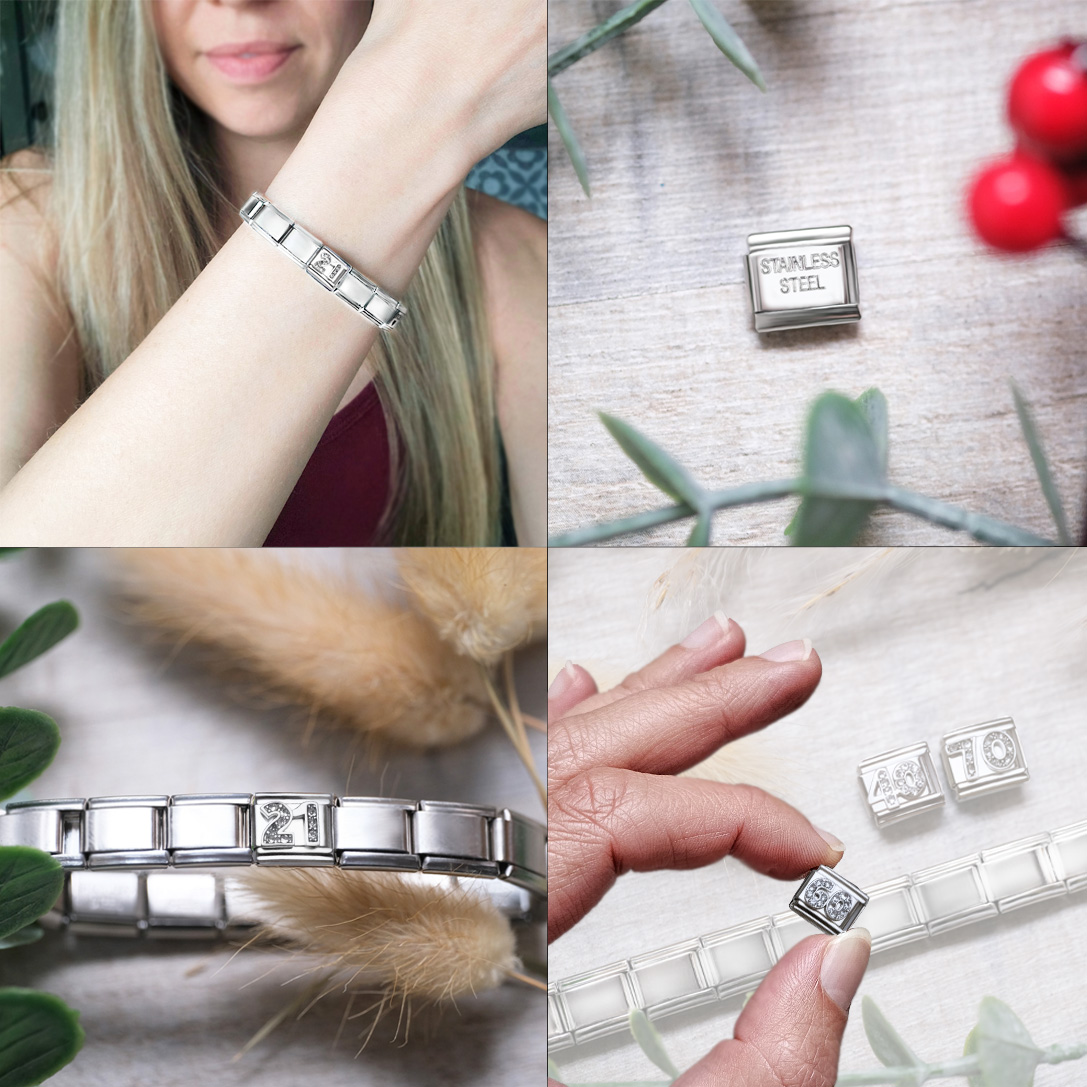 Italian Charm Link Number 18 Birthday Milestones fit 9mm bracelet  