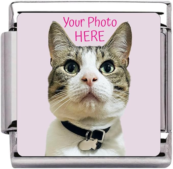 Personalised CAT Photo Charm Link fits all classic 9mm Italian style Bracelets 