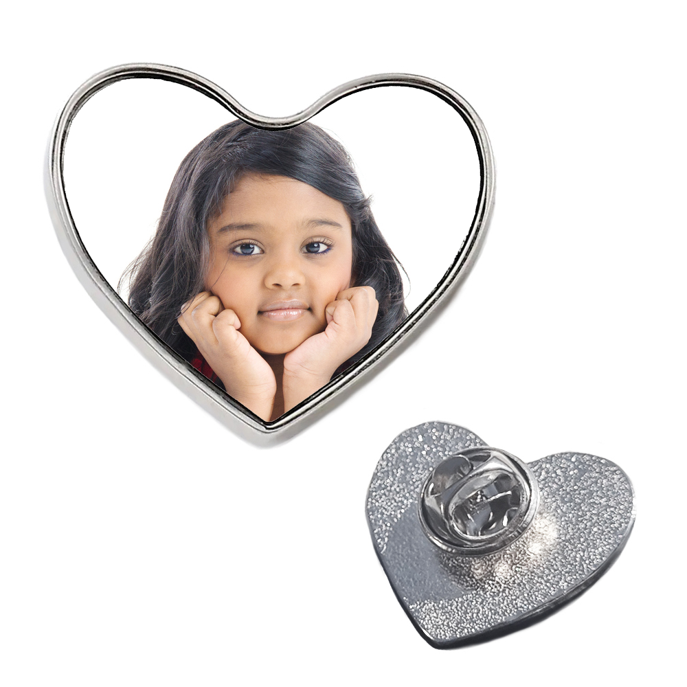 Personalised Badge Heart Metal Lapel Pin With Butterfly Clutch Clasp