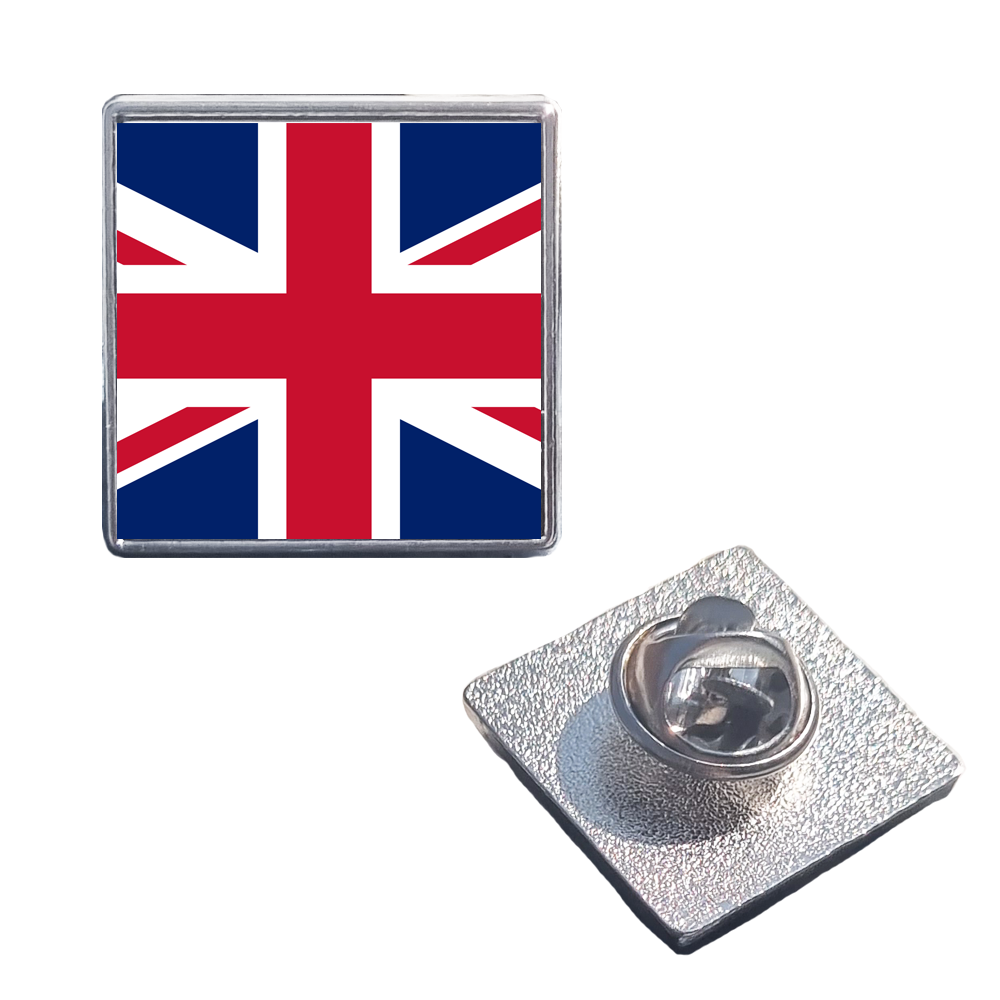 Personalised Badge Square Metal Lapel Pin With Butterfly Clutch Clasp