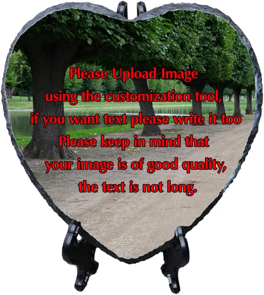 Personalised Heart Rock Slate Photo 15cm