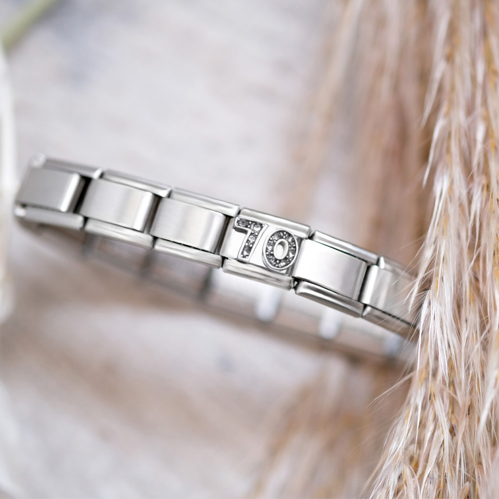 Italian Charm Link Number 70 Birthday Milestones fit 9mm bracelet  