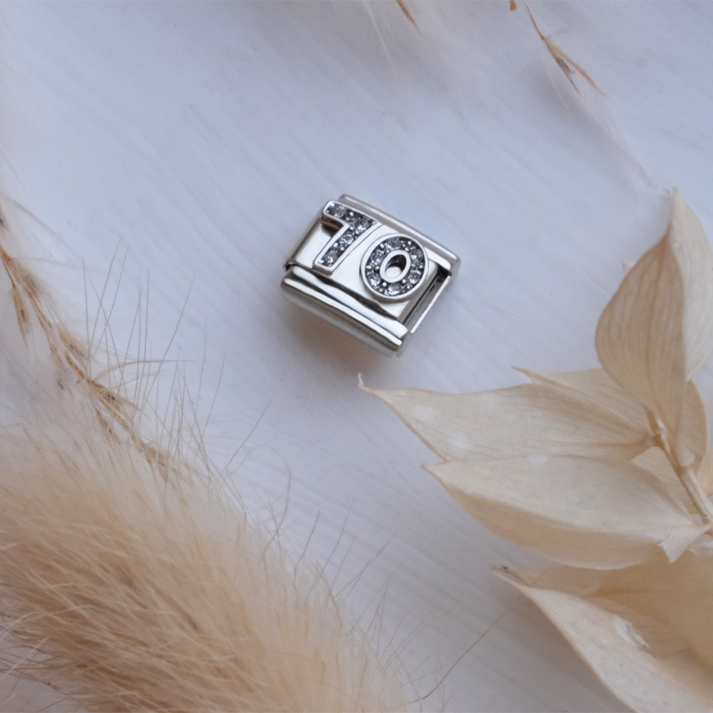 Italian Charm Link Number 70 Birthday Milestones fit 9mm bracelet  