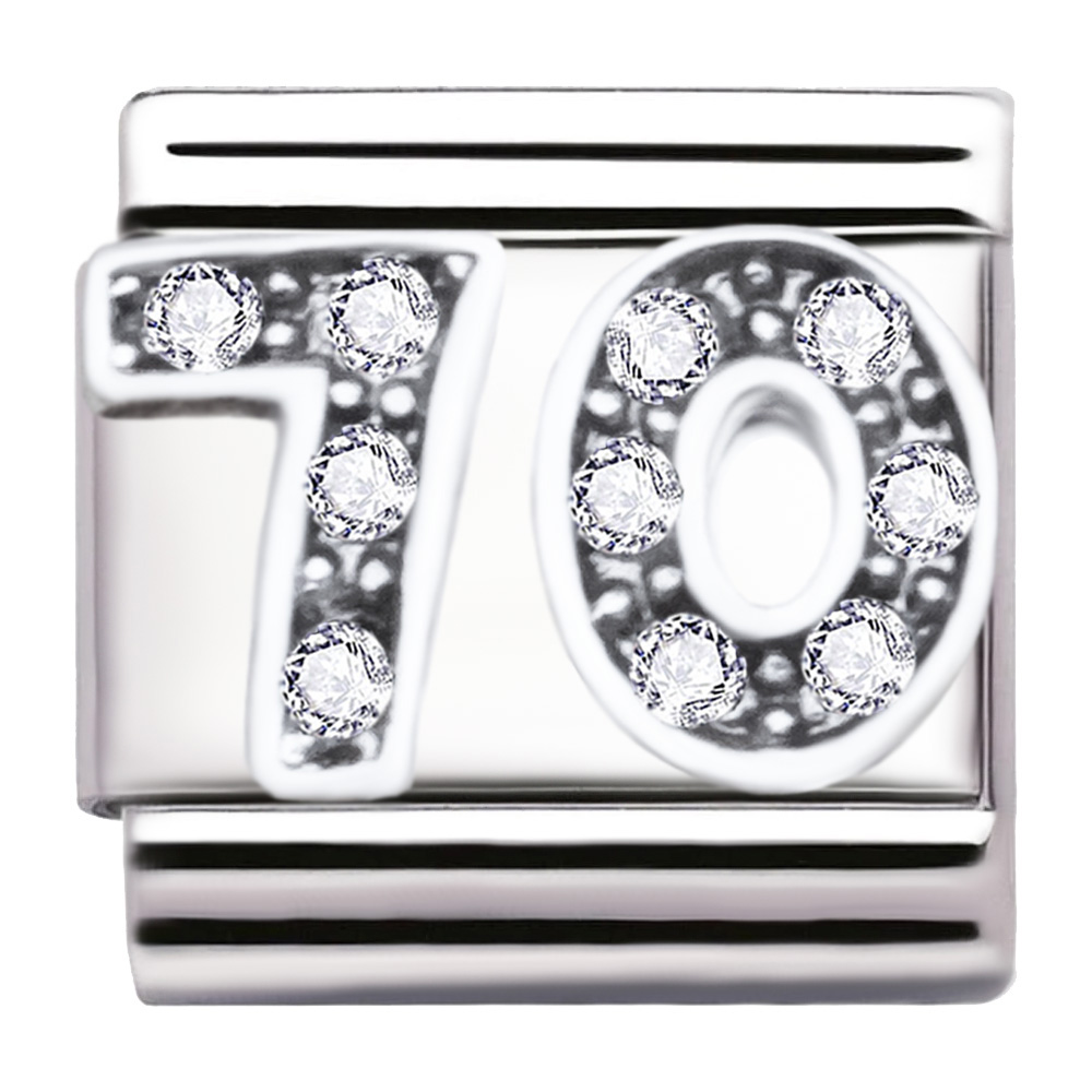 Italian Charm Link Number 70 Birthday Milestones fit 9mm bracelet  