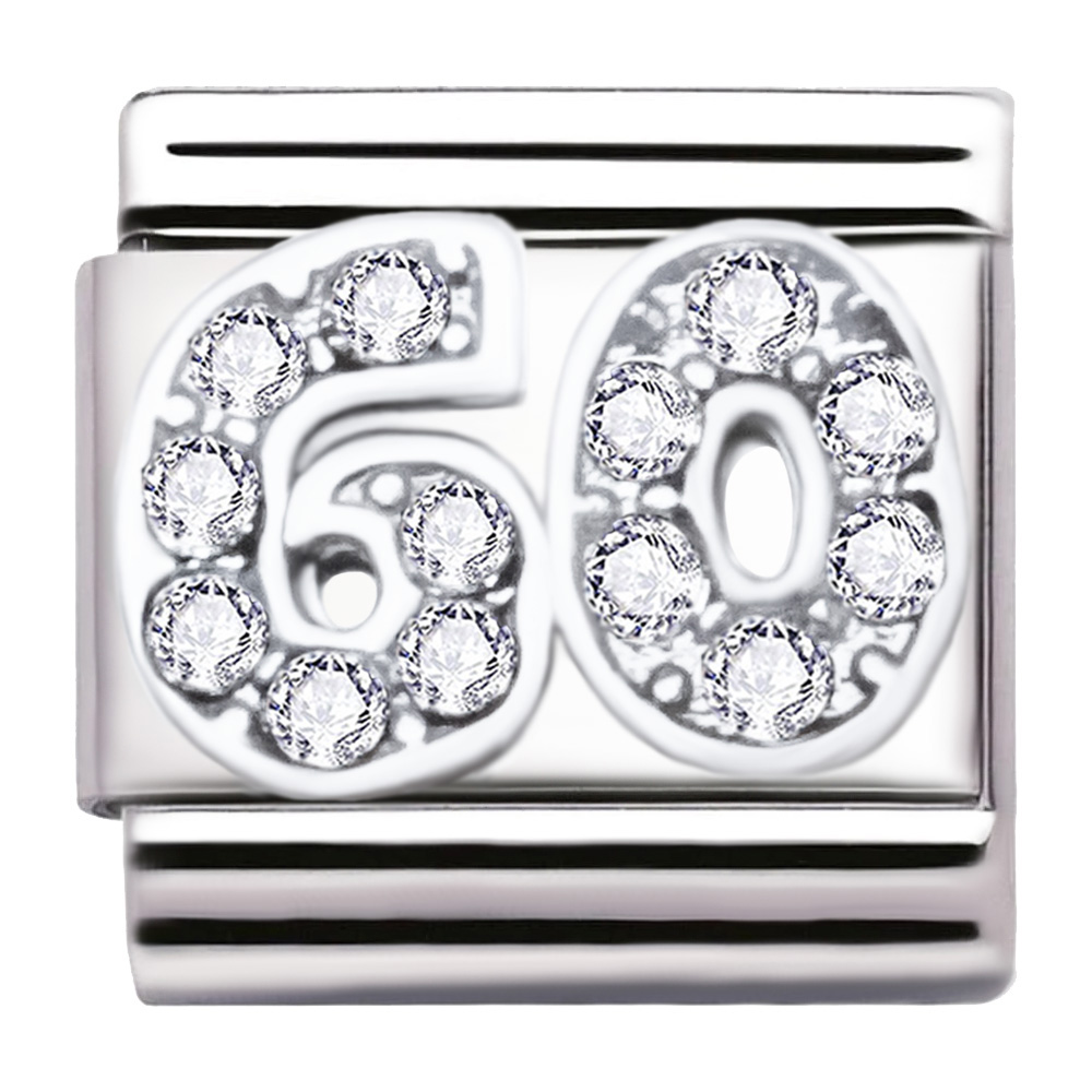 Italian Charm Link Number 60 Birthday Milestones fit 9mm bracelet  