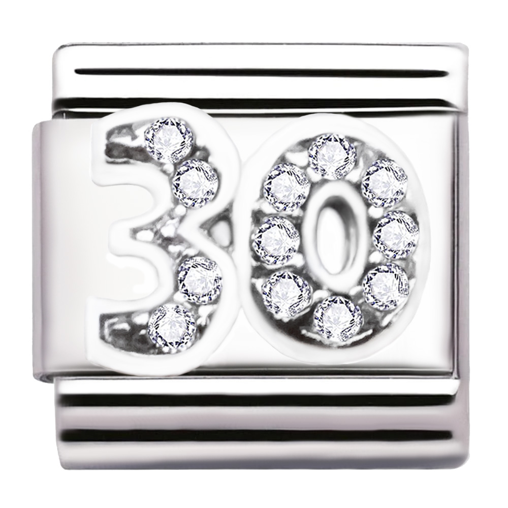 Italian Charm Link Number 30 Birthday Milestones fit 9mm bracelet  