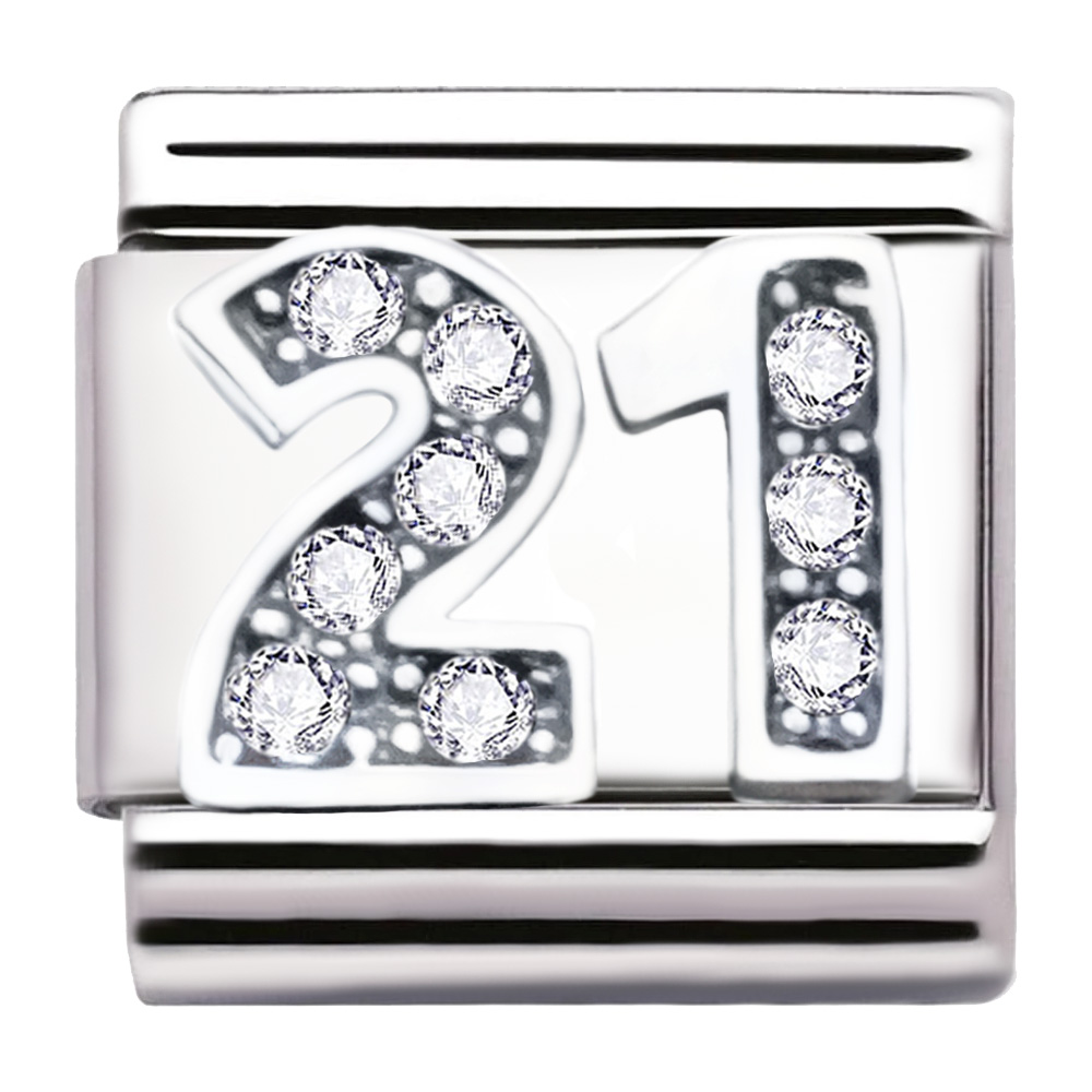Italian Charm Link Number 21 Birthday Milestones fit 9mm bracelet  