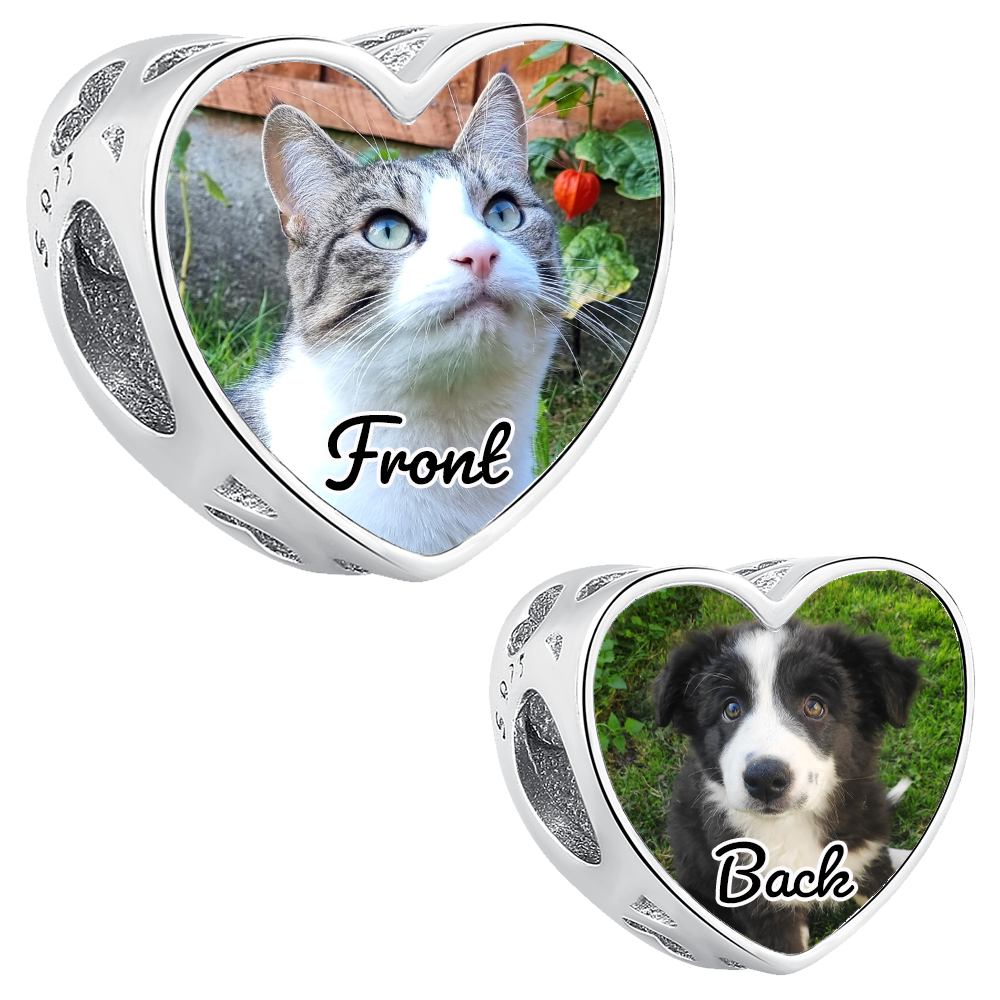 DOUBLE Personalised S925 Sterling Silver Photo Charm