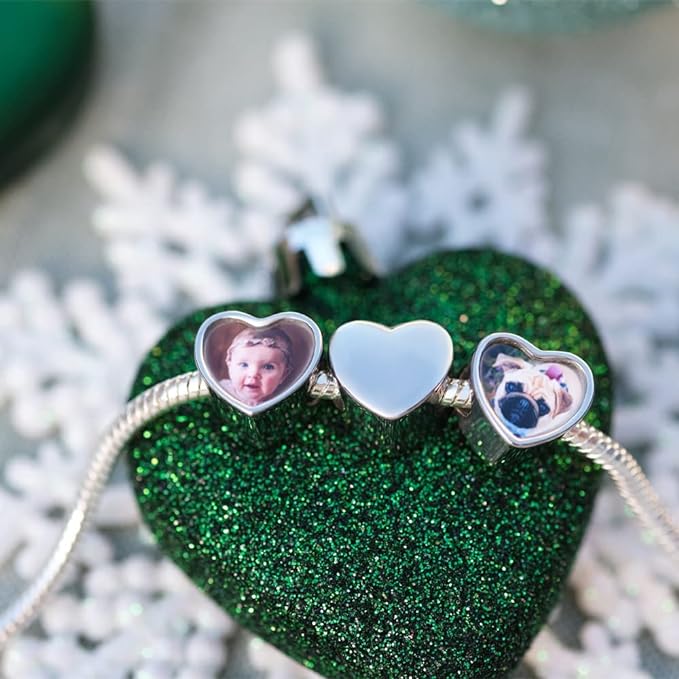 Personalised Love Heart Photo Charm Stainless Steel