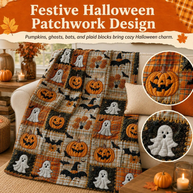 Halloween Patchwork Flannel Blanket