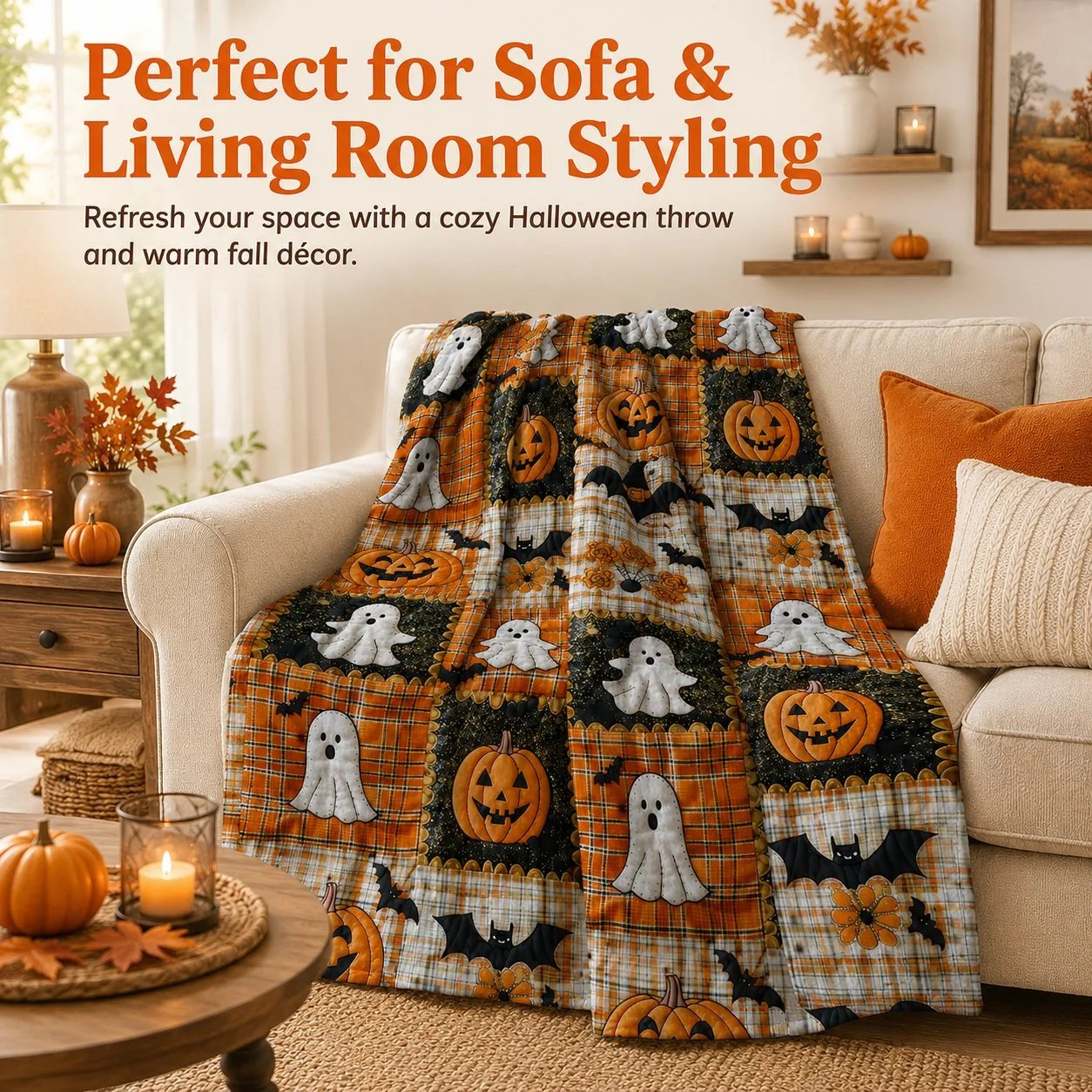 Halloween Patchwork Flannel Blanket