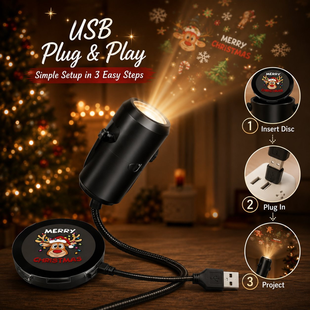 Christmas Projection Night Light-Plug