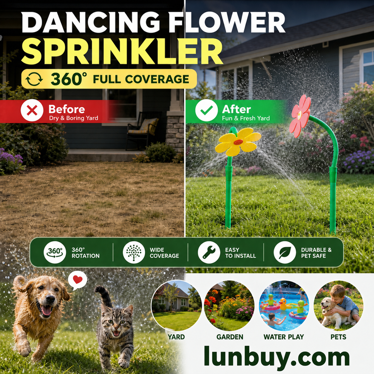 ✨️Boost your courtyard happiness! 360° Rotating Dancing Flower Sprinkler-Funny Dancing Flower Yard Lawn Sprinkler