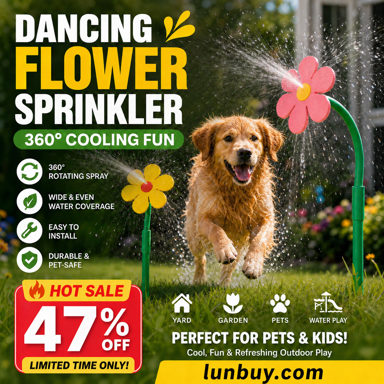 ✨️Boost your courtyard happiness! 360° Rotating Dancing Flower Sprinkler-Funny Dancing Flower Yard Lawn Sprinkler