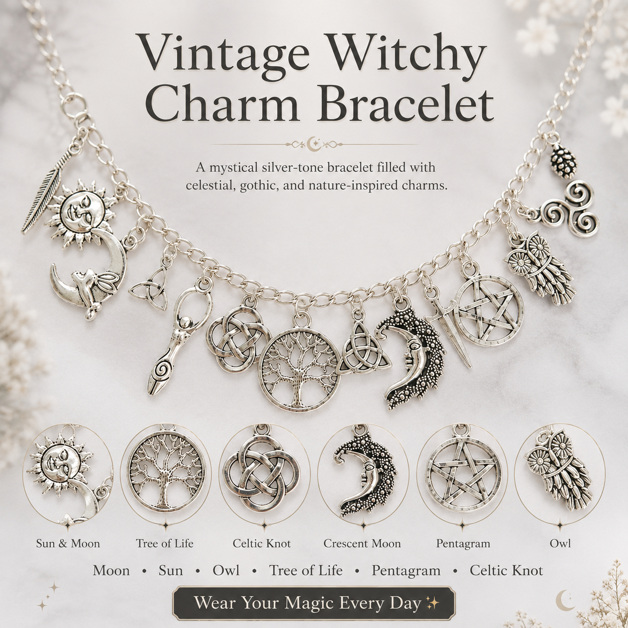 Vintage Witchy Charm Bracelet