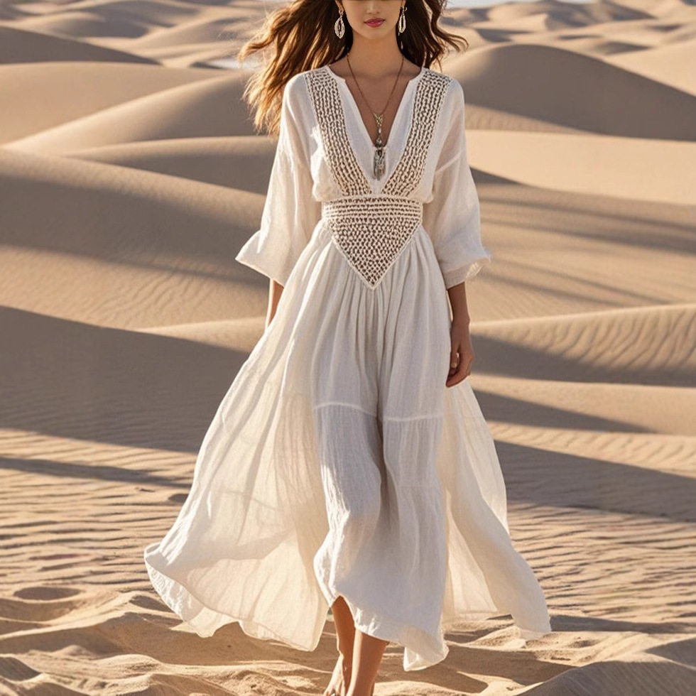 ✨2025 Hot Sale💖Summer Bohemian V-neck Maxi Dress