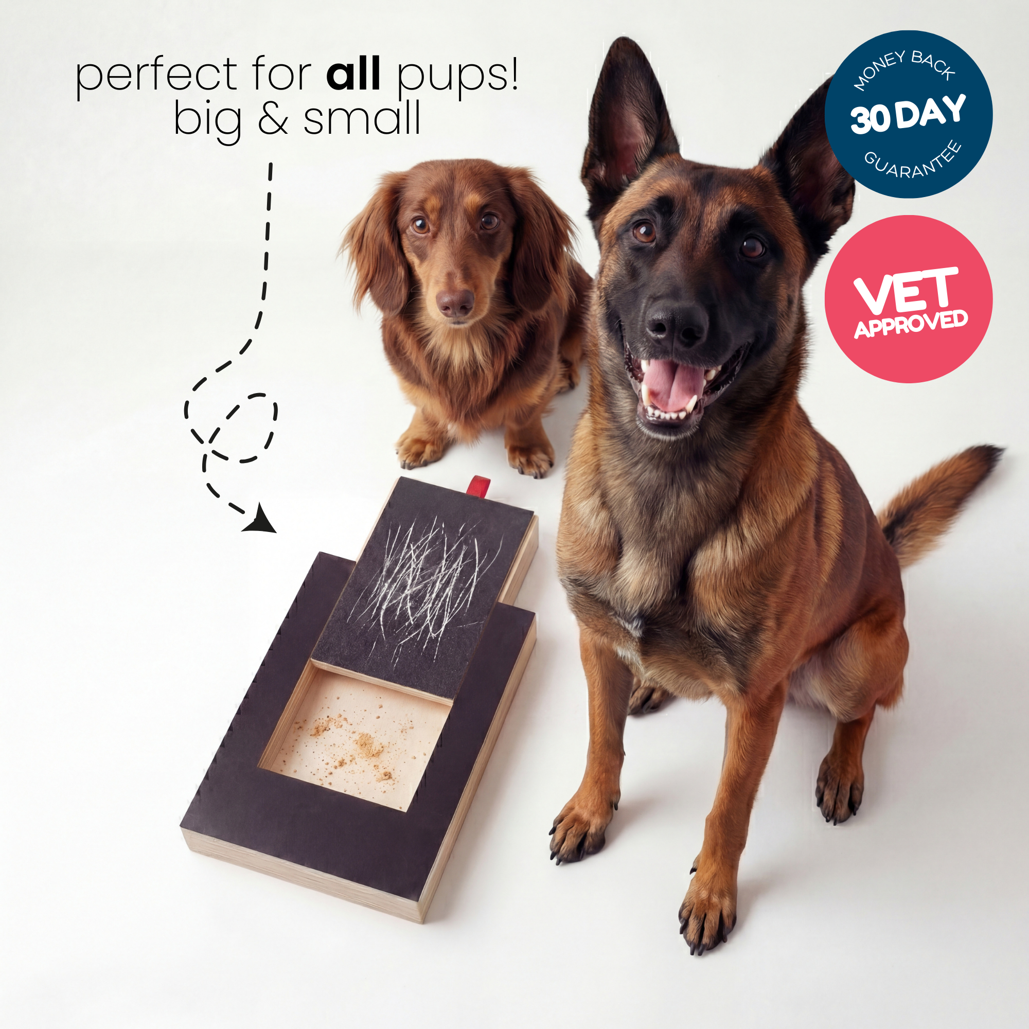 Dog Nail Scratch Board - with Treat Draw- Dog Scratch Pad for Nails – Durable Wooden Nail Filing Board with Treat Drawer