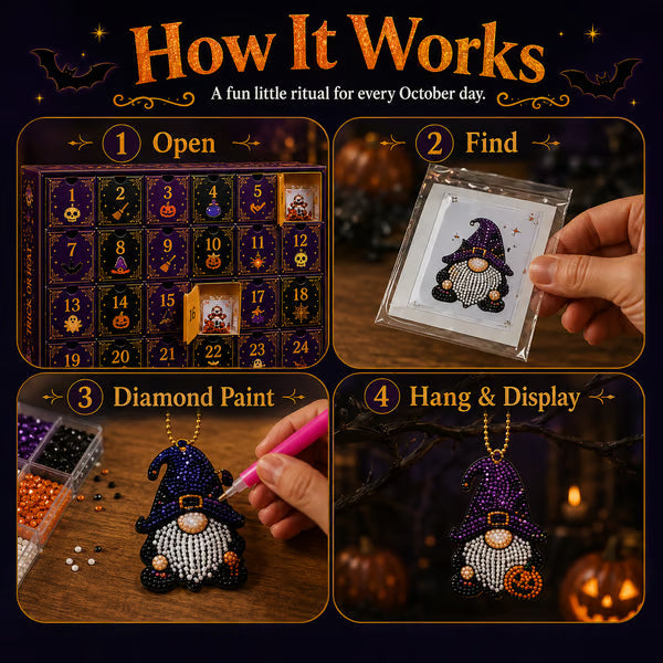 31 Days of Gnome Surprises Halloween Diamond Painting Advent Calendar