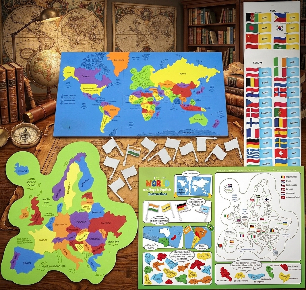 World Map & USA Map Puzzle Set