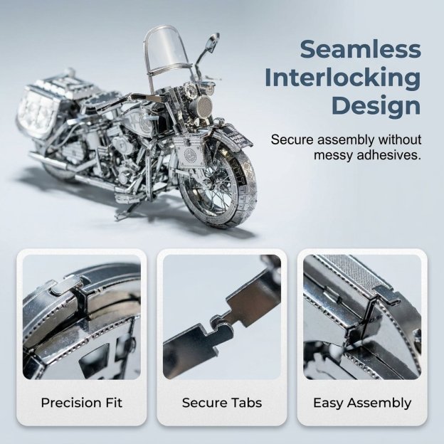 🔥Silver 3D Metal Motorcycle Construction Puzzle