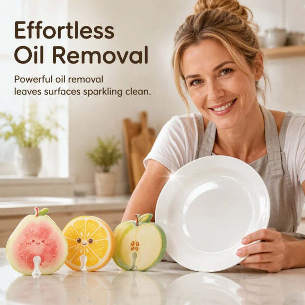 Cute fruit-shaped dishwashing sponge brush