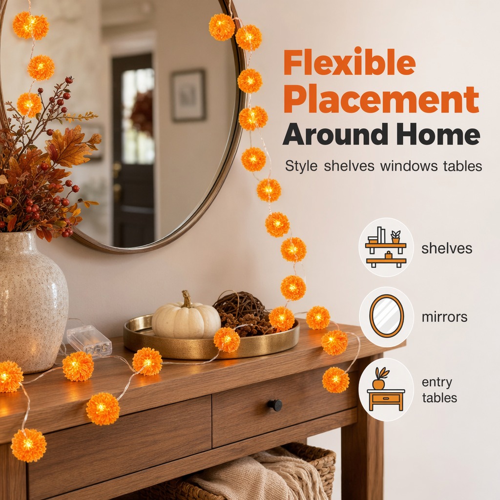 Mexican Marigold Flower String Lights