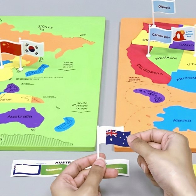 World Map & USA Map Puzzle Set