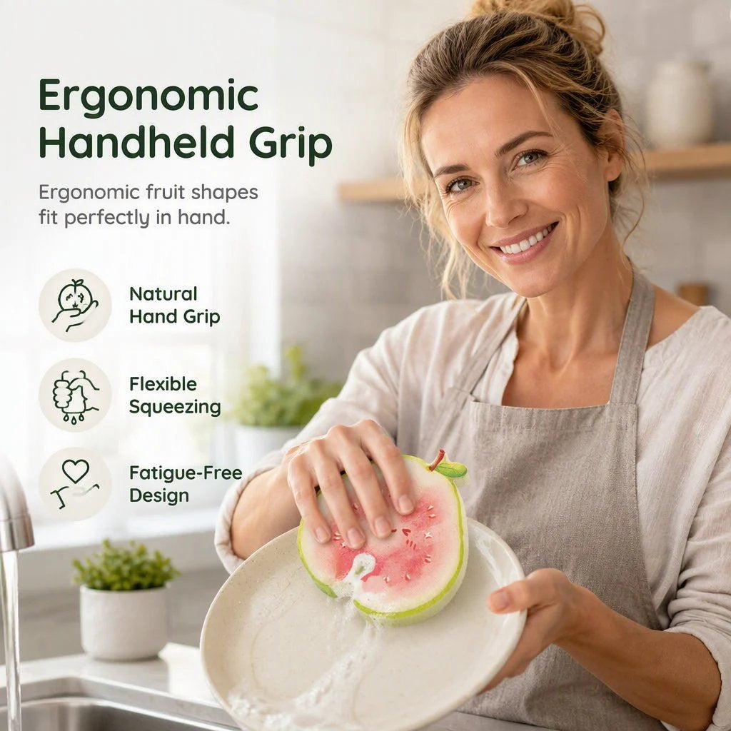 Cute fruit-shaped dishwashing sponge brush