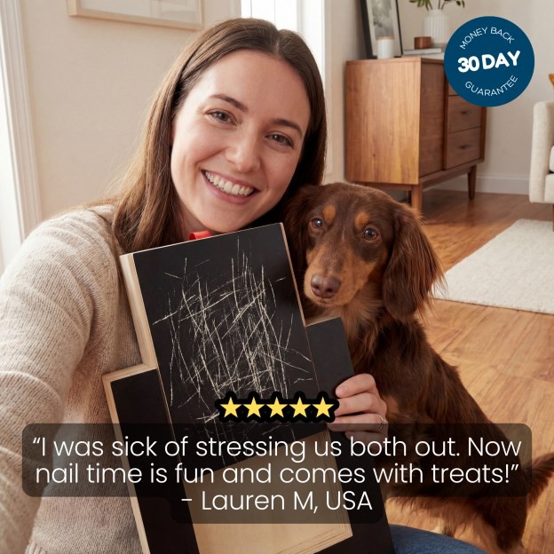 Dog Nail Scratch Board - with Treat Draw- Dog Scratch Pad for Nails – Durable Wooden Nail Filing Board with Treat Drawer