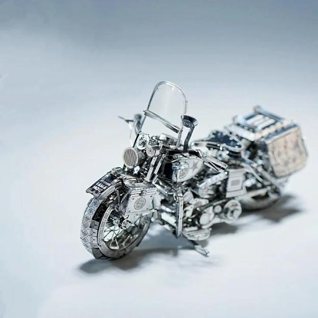 🔥Silver 3D Metal Motorcycle Construction Puzzle