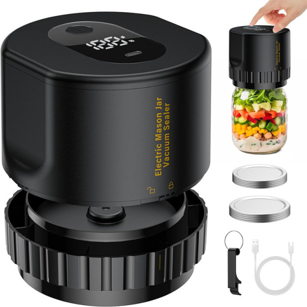Electric Mason Jar Vacuum Sealer⚡Keep food fresher 8X longer - with 10 sealing lids / Buy 1