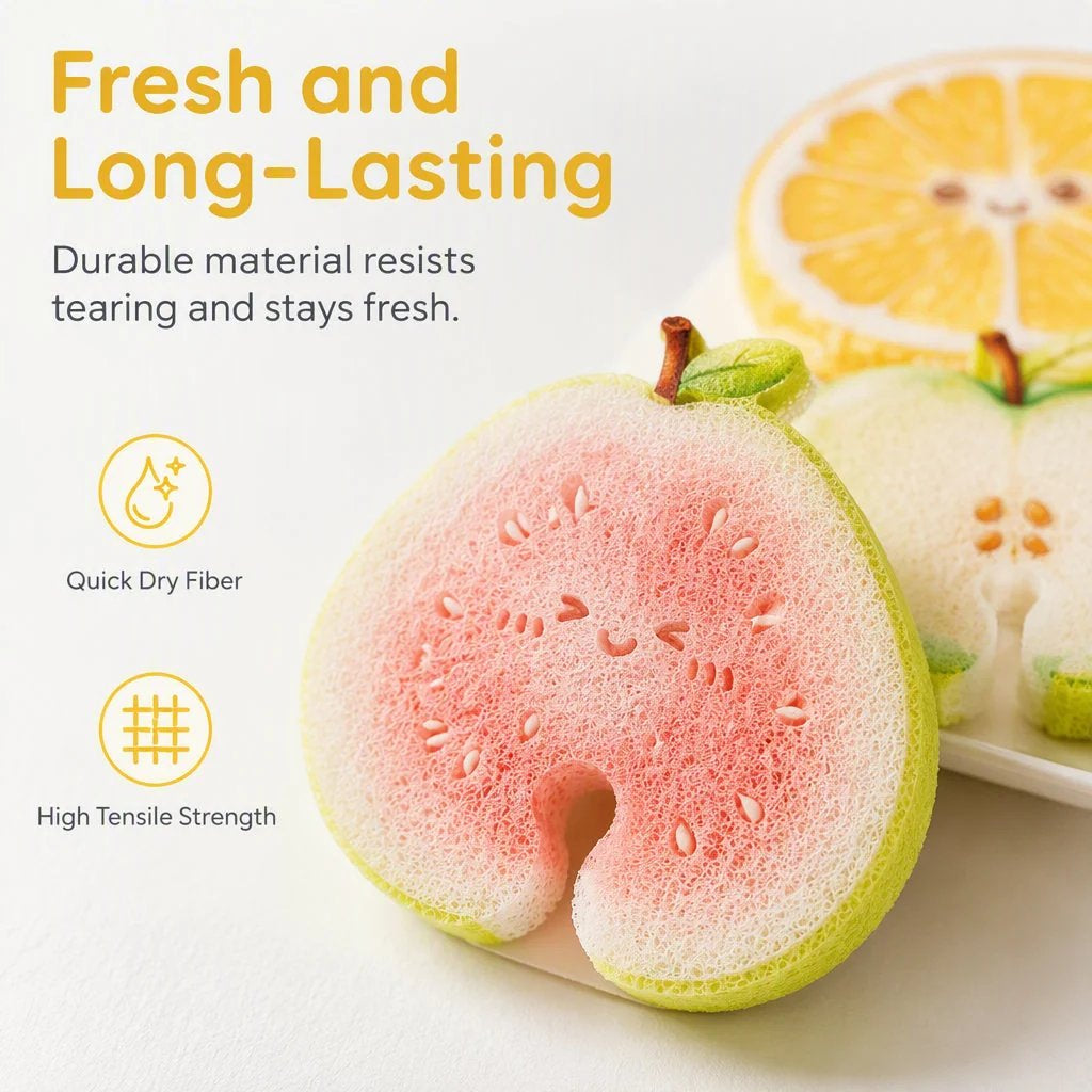 Cute fruit-shaped dishwashing sponge brush
