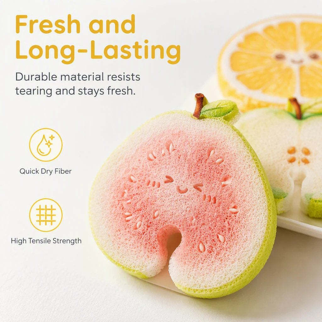 Cute fruit-shaped dishwashing sponge brush