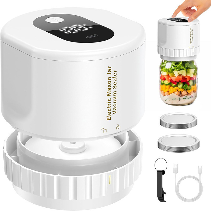 Electric Mason Jar Vacuum Sealer⚡Keep food fresher 8X longer - with 10 sealing lids / Buy 1
